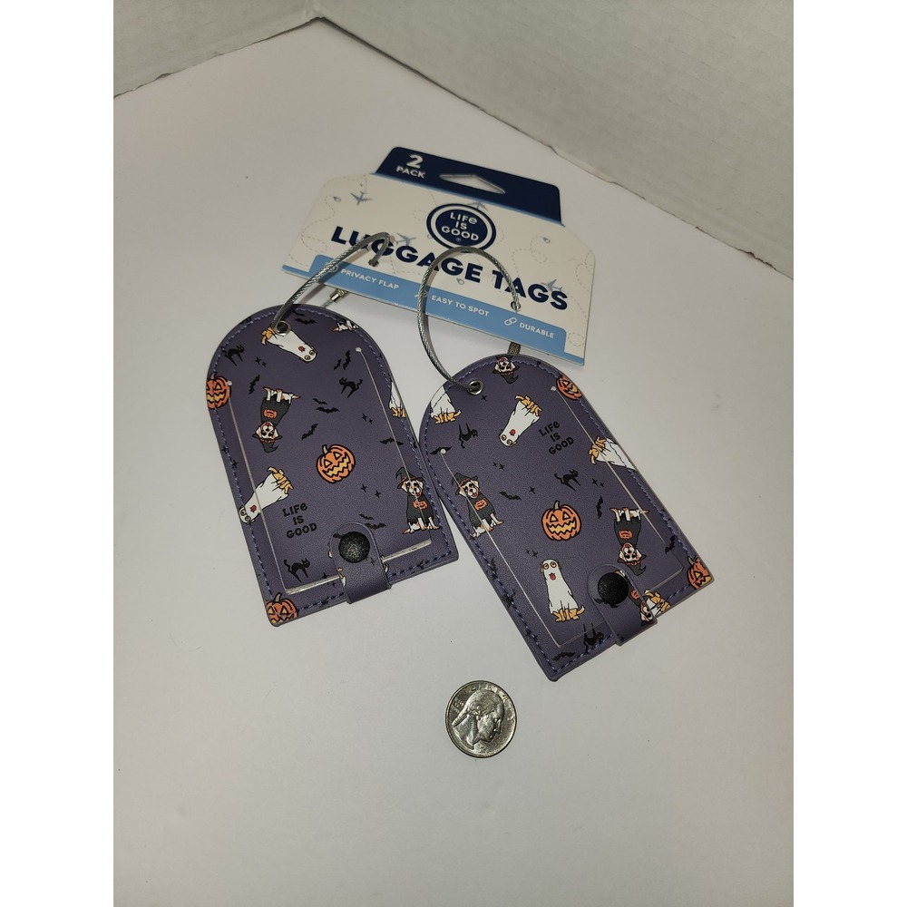 2-pack of "Life is Good" luggage‎ tags Halloween dogs puppy